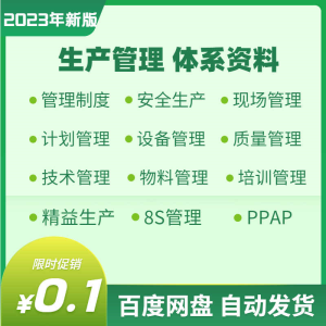 生产管理资料大全质量设备运作物料工艺培训6s管理制度方案表格